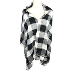 NEW Kensie Black and White Buffalo Checked Shawl Wrap Scarf